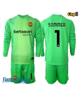 Inter Milan Yann Sommer #1 Portarii Echipament de Fotbal Replică 2025-26 Copii Treilea Mâneci Lungi (+ Șorturi)